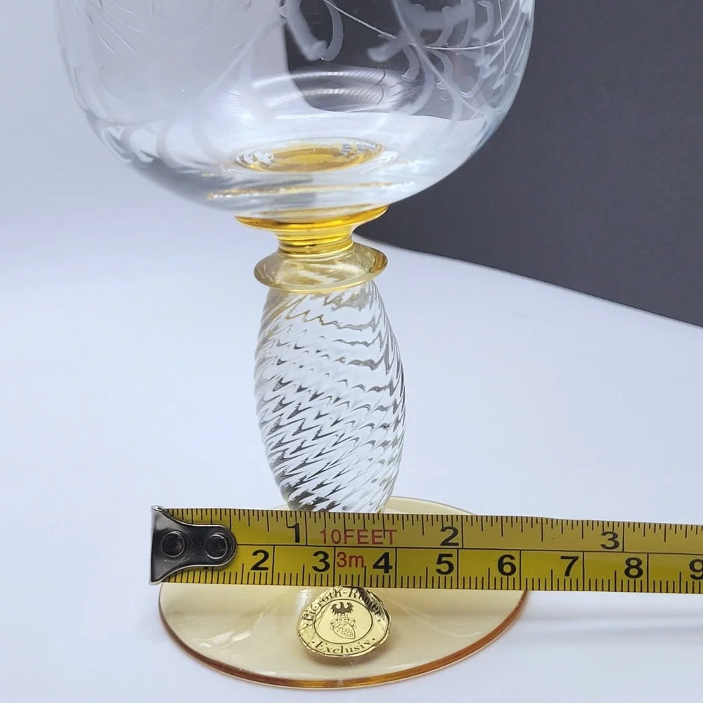 Theresienthal Pieroth Romer Twisted Stem Wine/Cordial Glass 1970s Germany Etched